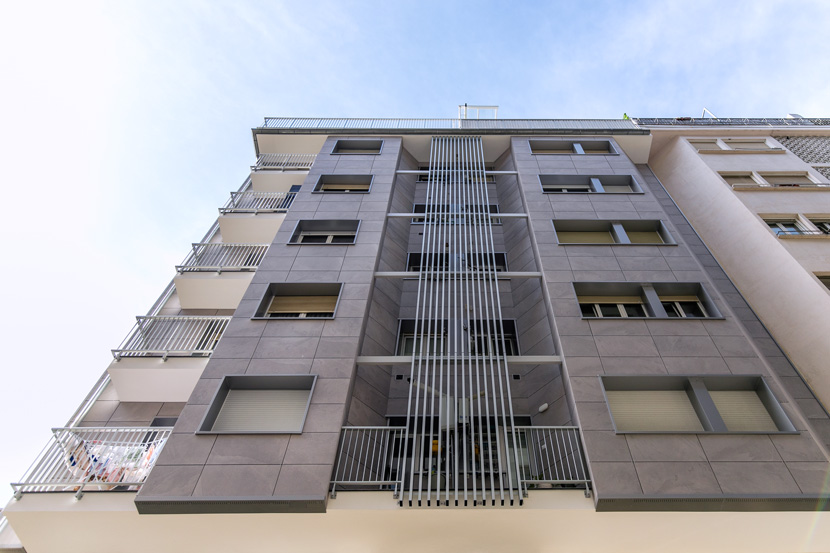 rehabilitación de fachada en donostia-san sebastián. fachada trasera